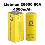 Επαναφορτιζόμενη μπαταρία Listman IMR 26650 4500mah 60A